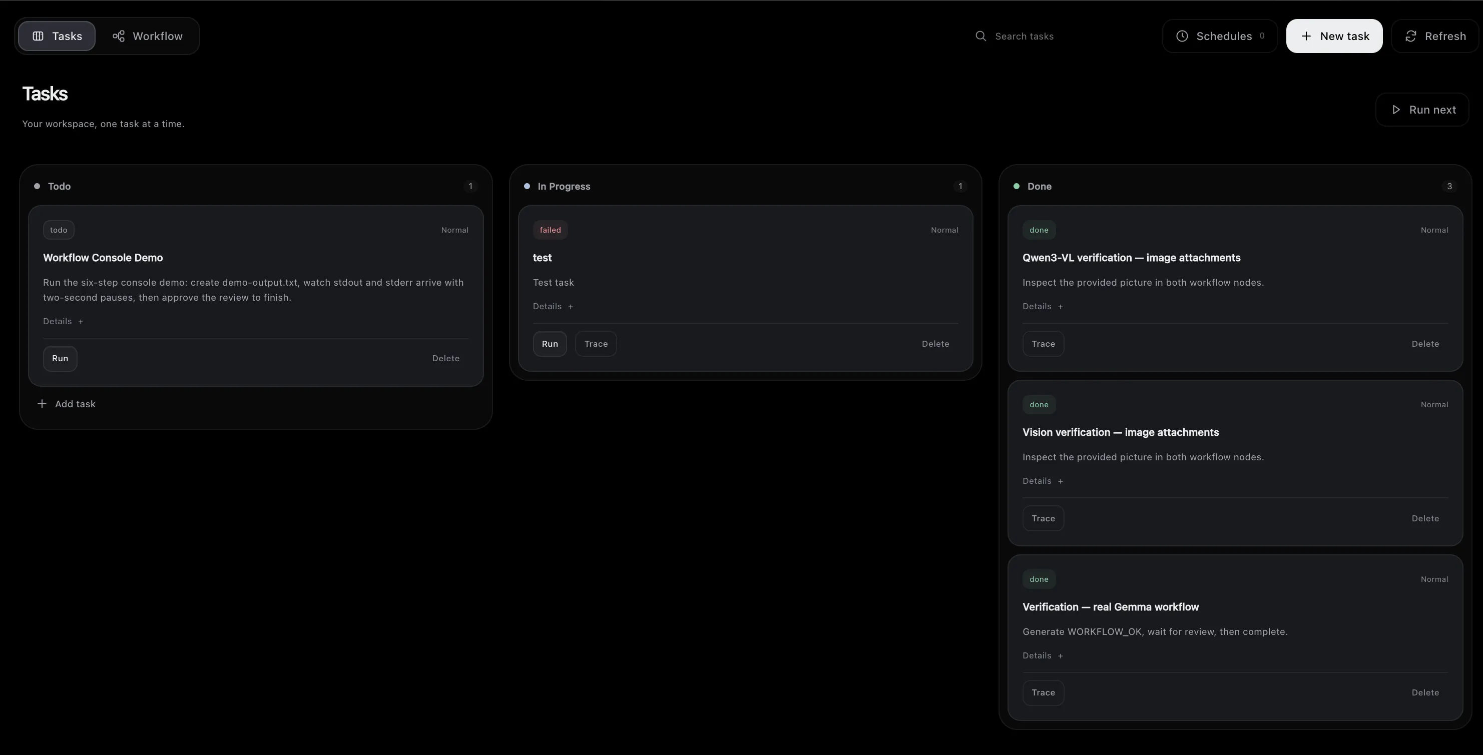 The task board